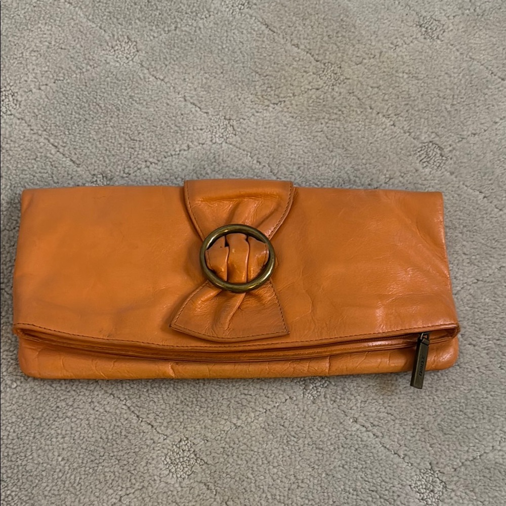Hobo Orange Leather Clutch